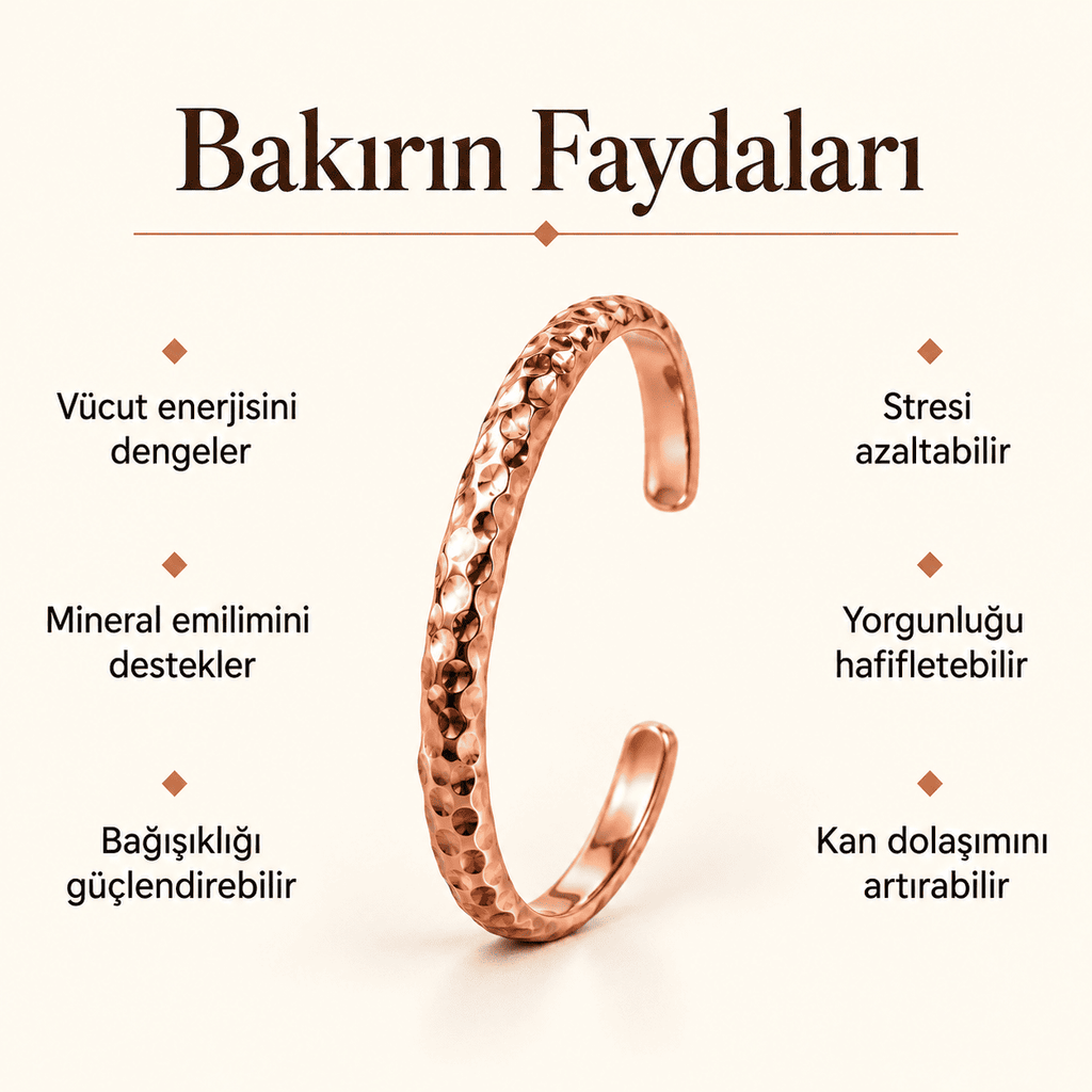 El Yapımı Zarafet Dövme Tasarım Bakır Erkek Kadın Bileklik