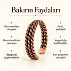 El Yapımı Üç Sıra Örgülü Bakır Erkek Kadın Bileklik