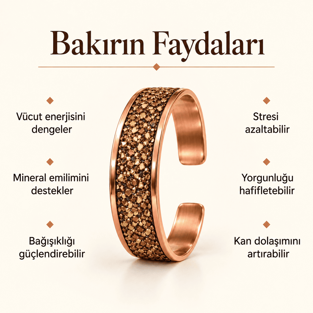 Bakır Tozlarıyla Güçlendirilmiş Saf Bakır Erkek Kadın Bileklik