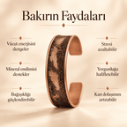 Özel Dokulu El İşçiliği Saf Bakır Erkek Kadın Bileklik