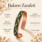 Yeşil ve Sarı Motifli UV Baskılı El Yapımı Bakır Bileklik