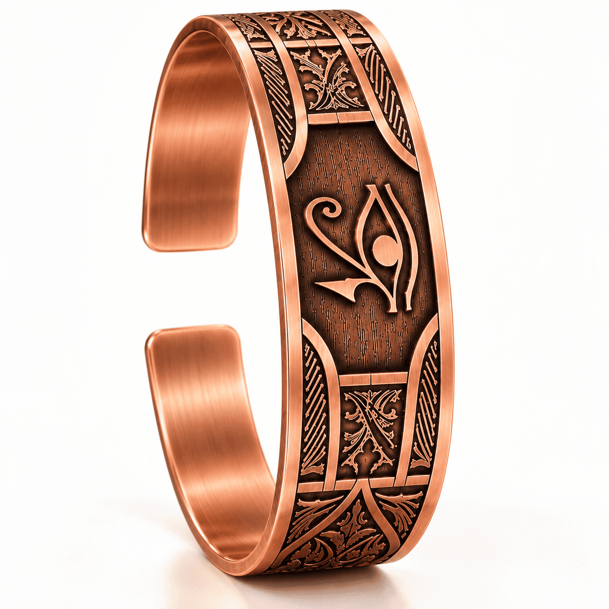 Horus'un Gözü İşlemeli Bakır Bileklik Otantik El İşçiliği Ayarlanabilir Unisex Tasarım