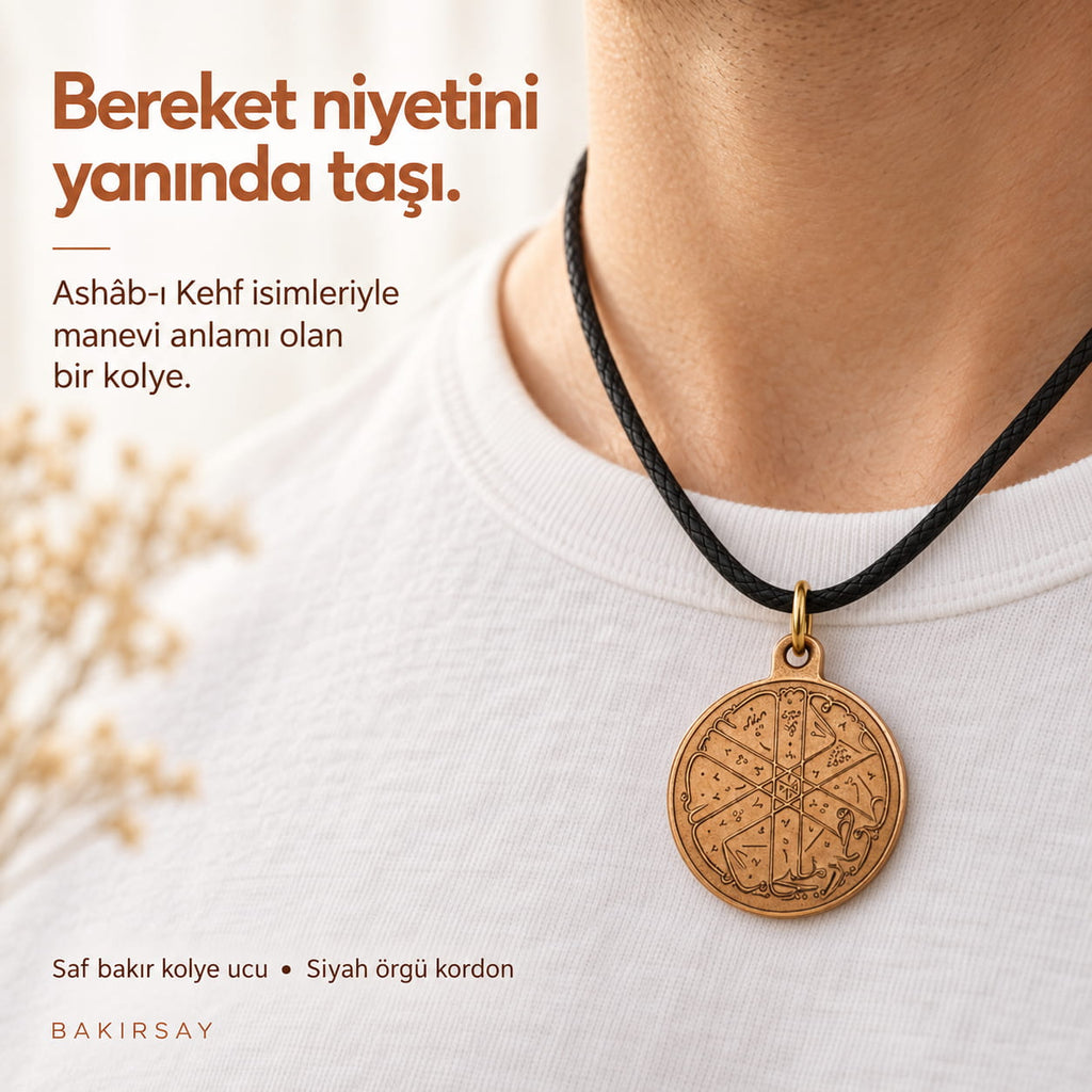 Ashabı Kehf İsimleri Saf Bakır Kolye