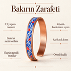 Osmanlı Motifli UV Baskılı Özel Tasarım Lale Zarafeti El Yapımı Bakır Bileklik