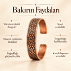 Üçlü Düğüm Desenli Saf Bakır Kadın Erkek Kelepçe Bileklik