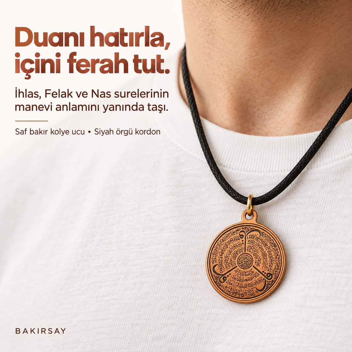 İhlas Felak Nas Süresi Saf Bakır Kolye