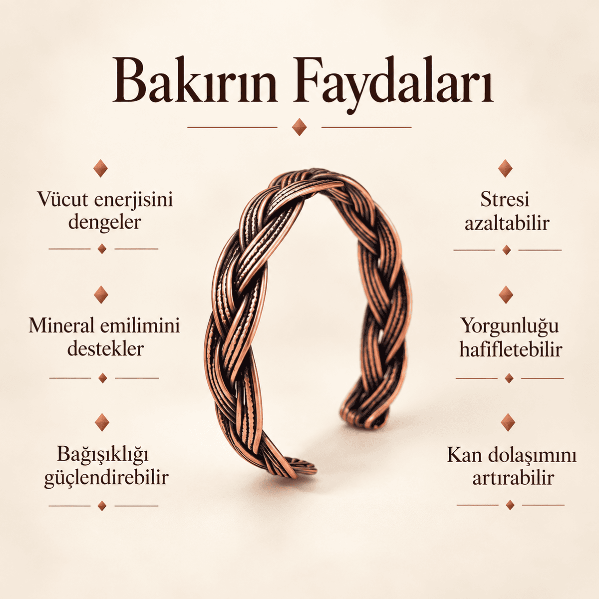 Bakır Örgü Yapımı Erkek Kadın Bileklik